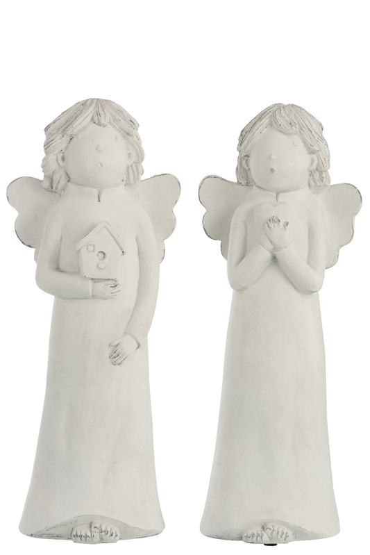 ANGEL HEART/HOUSE POLYRESIN WHITE L ASSORTMENT 2