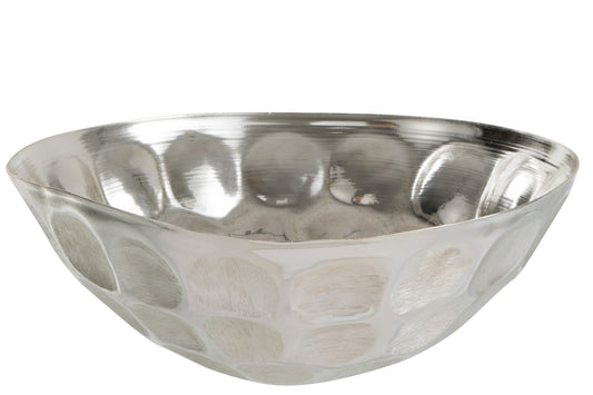 BOWL ROUND HAMMERED ALUMINIUM SILVER