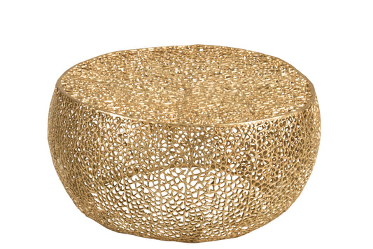 COFFEE TABLE ROUND CORAL PATTERN ALUMINIUM GOLD