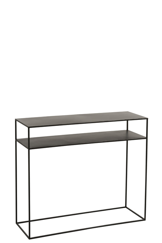 CONSOLE RECTANGULAR 2 SHELVES METAL BLACK