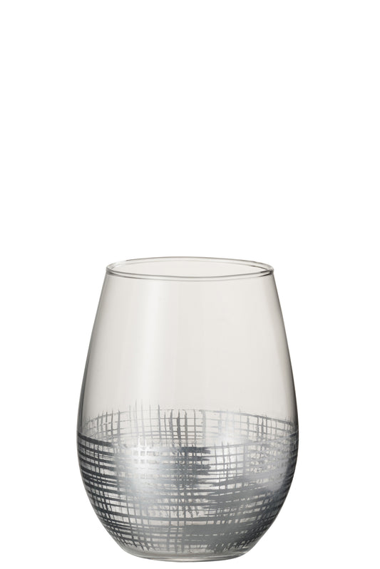 DRINKING GLASS GRID BALL GLASS SILVER/TRANSPARENT