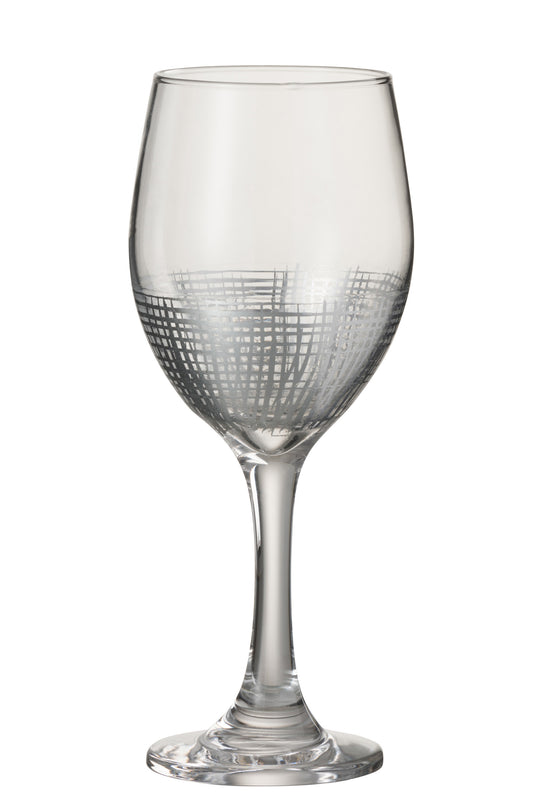 DRINKING GLASS ON BASE WINE GRID GLASS SILVER/TRANSPARENT