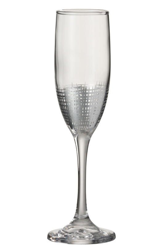 CHAMPAGNE GLASS GRID GLASS SILVER/TRANSPARENT