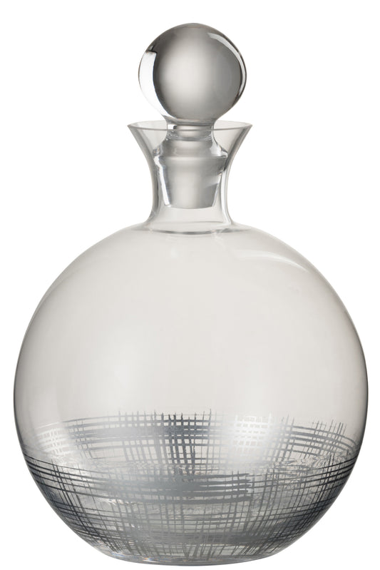 DECANTER+STOPPER GRID BALL GLASS SILVER/TRANSPARENT