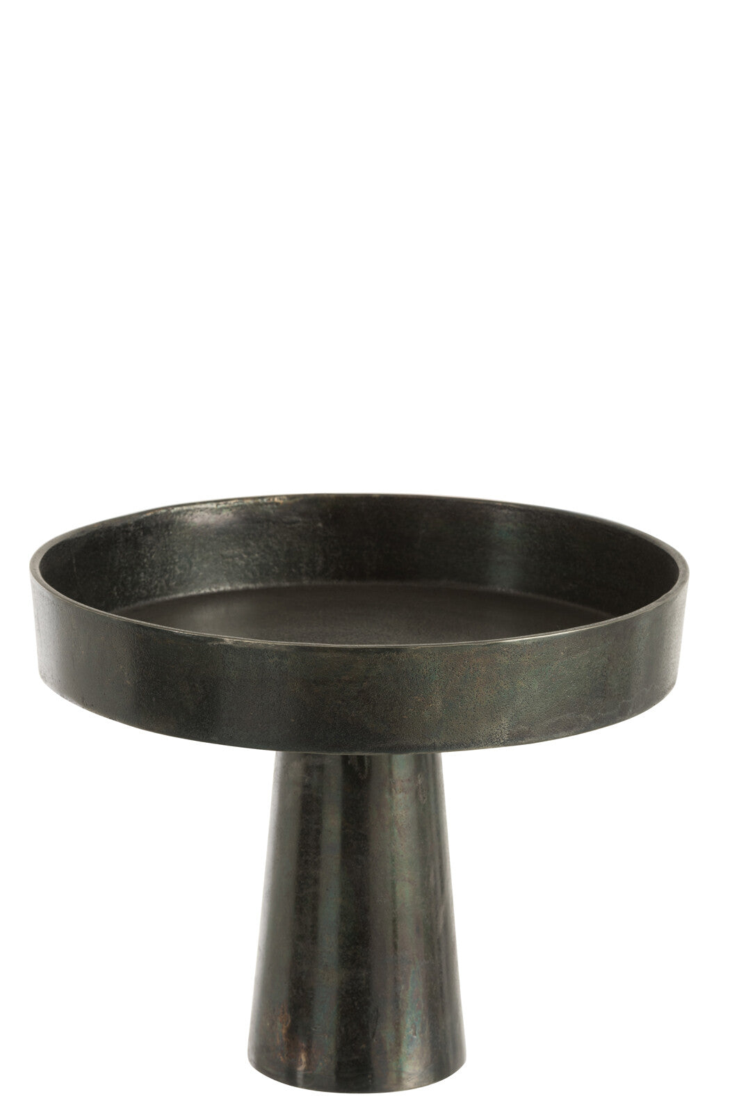 TRAY ON BASE ROUND ALUMINIUM ANTIQUE BLACK