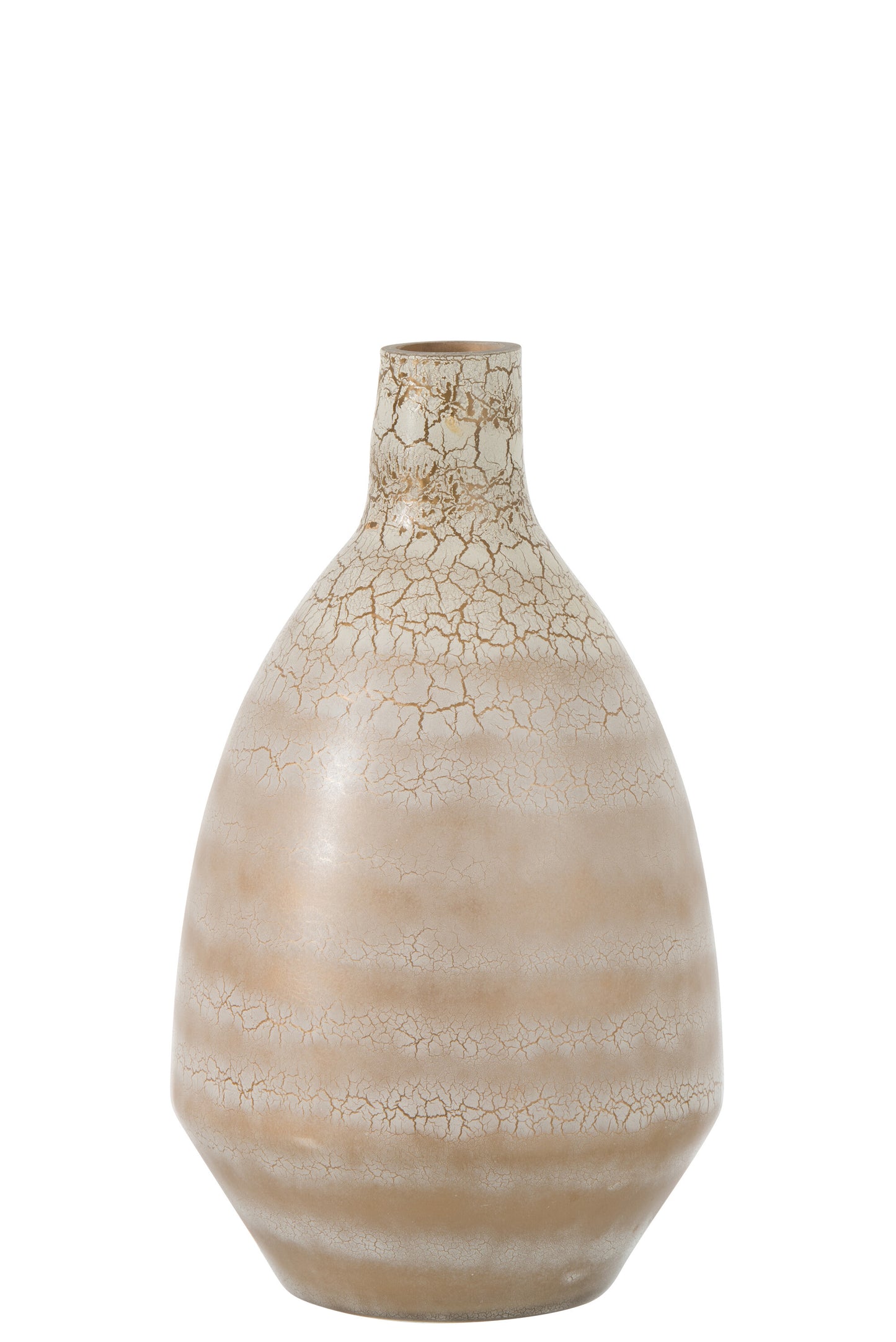 VASE TARA CRACKLE EFFECT GLASS BEIGE/GOLD/WHITE