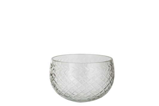 BOWL ROUND DECORATIVE CUT GLASS TRANSPARENT