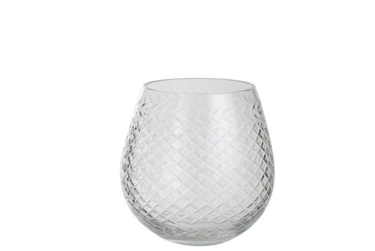 CANDLE HOLDER BALL CUT GLASS TRANSPARENT SMALL