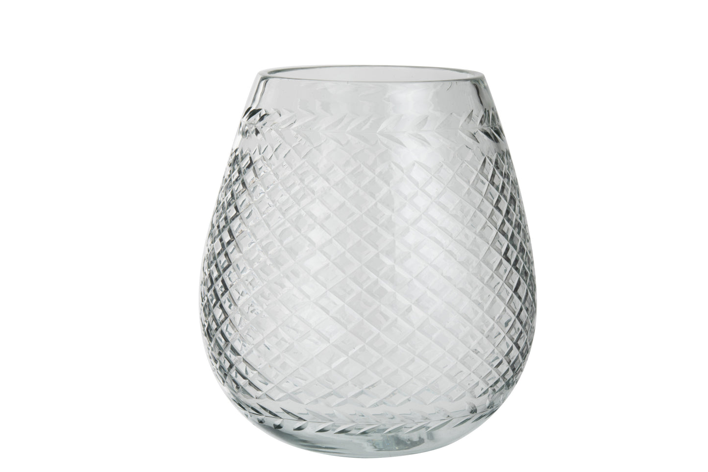 CANDLE HOLDER BALL CUT GLASS TRANSPARENT LARGE