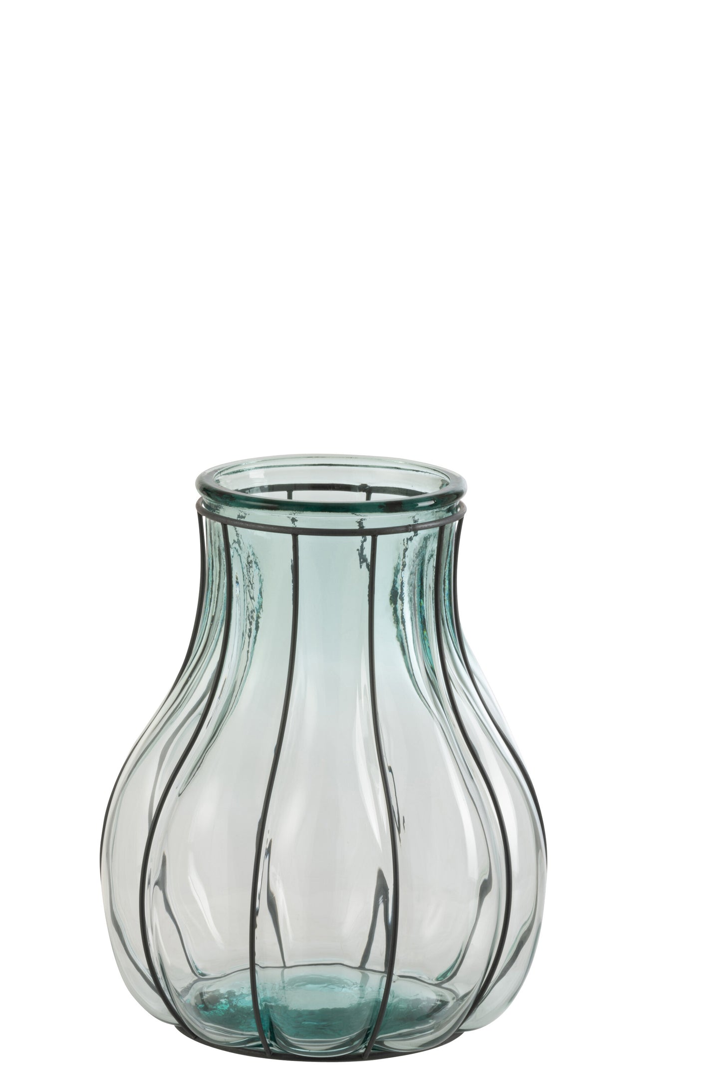 VASE FUSION GLASS/METAL BLUE SMALL