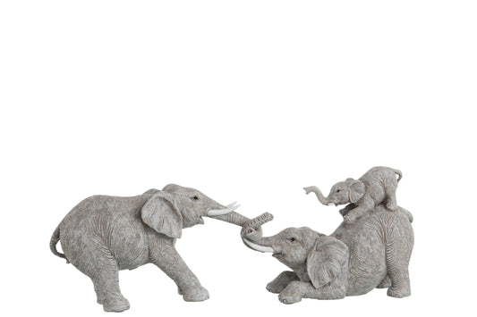 ELEPHANT PLAYING 2PARTS POLY GREY