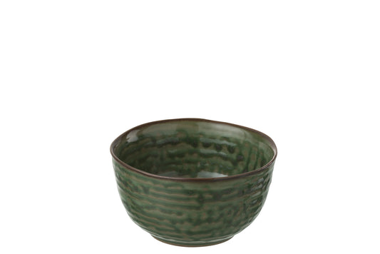 BOWL CIRCLES PORCELAIN GREEN/BROWN SMALL