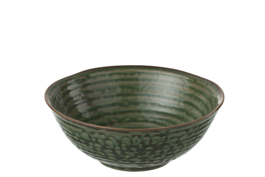 BOWL CIRCLES PORCELAIN GREEN/BROWN LARGE