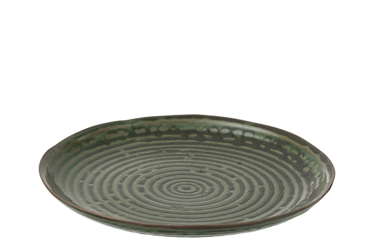 PLATE CIRCLES PORCELAIN GREEN MEDIUM