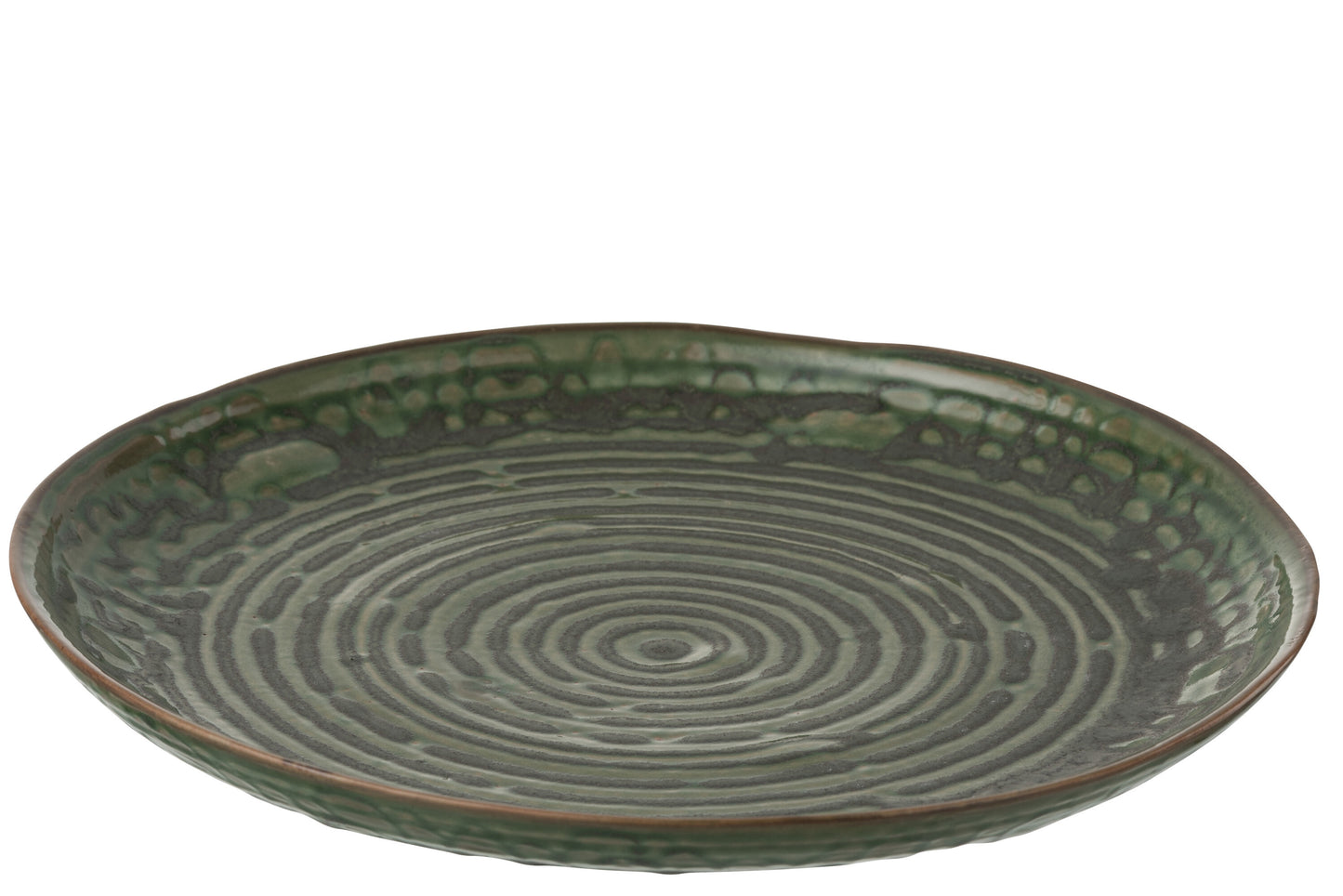 PLATE CIRCLES PORCELAIN GREEN LARGE