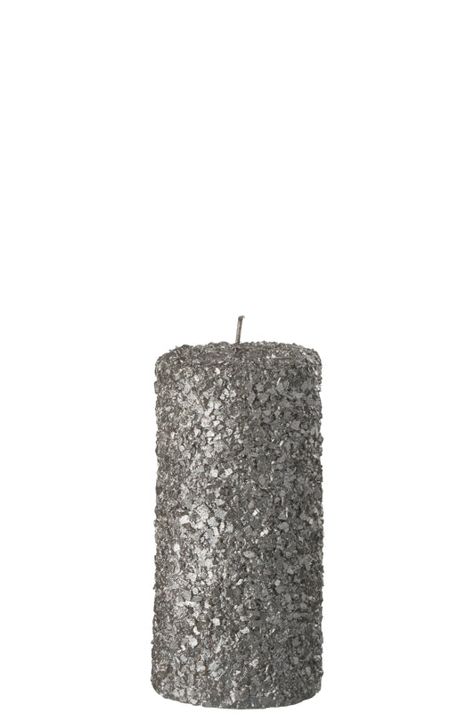 CYLINDER CANDLE GLITTER WAX CHAMPAGNE LARGE-38H