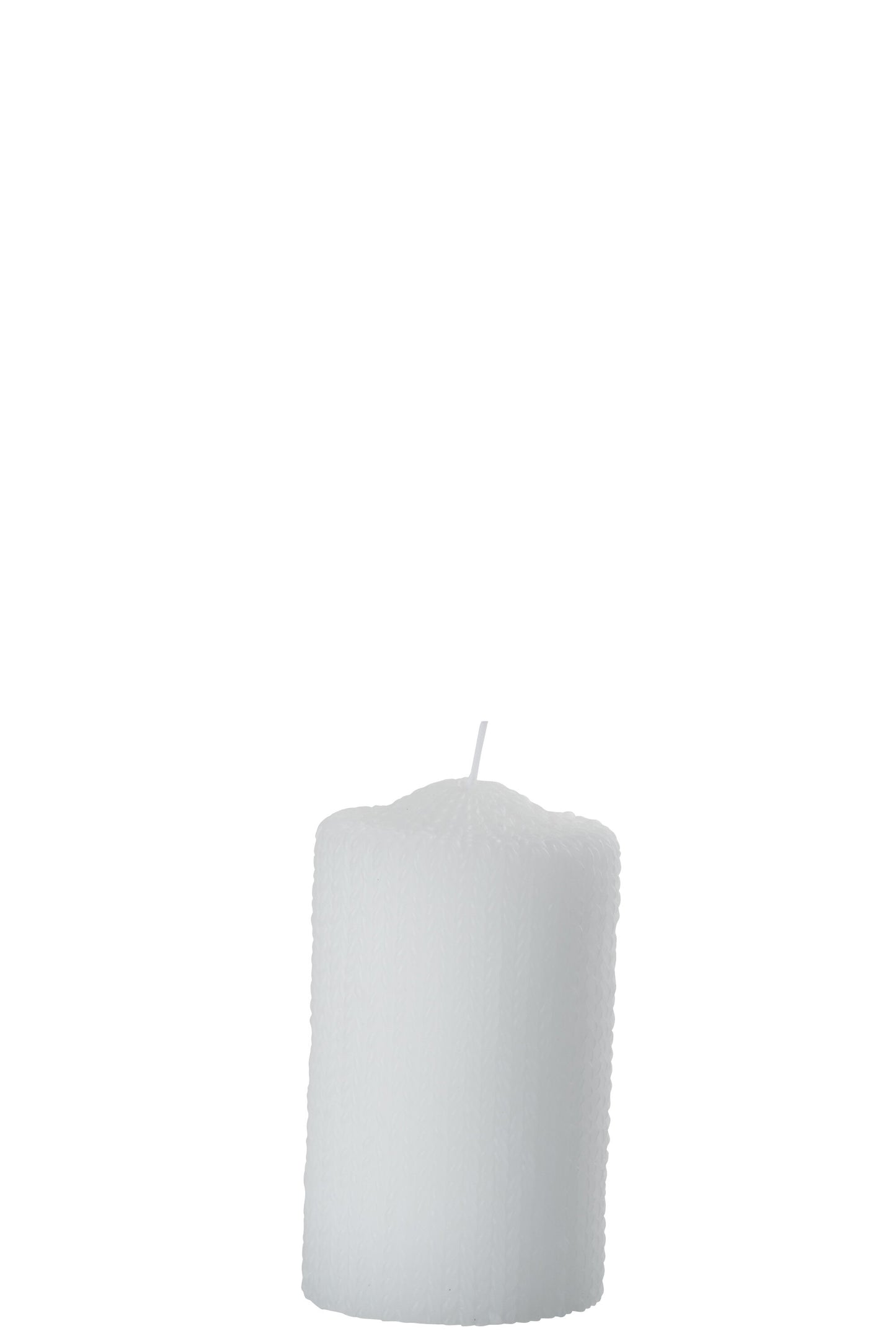 CYLINDER CANDLE KNITTED WAX WHITE SMALL-30H