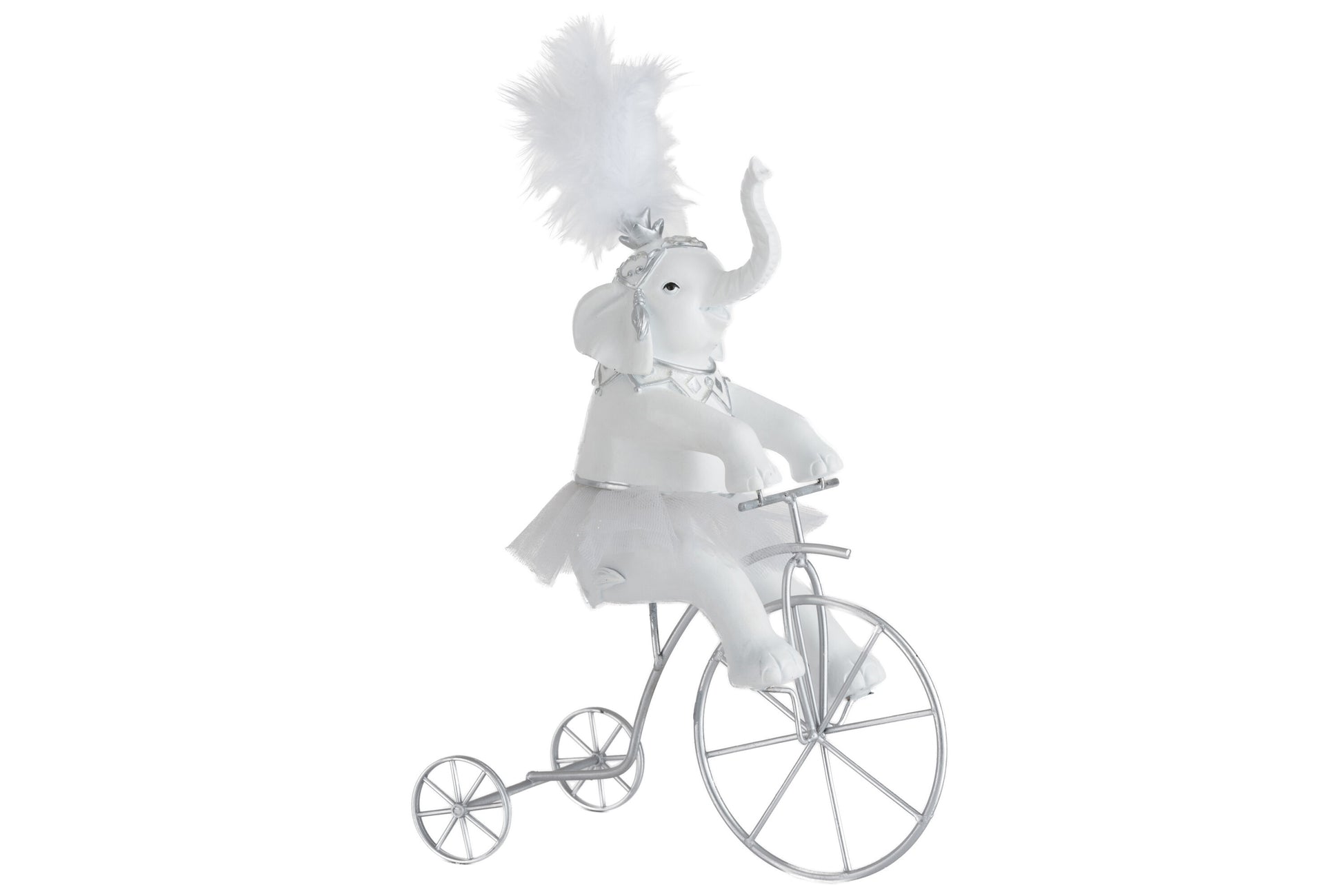 ELEPHANT ON BIKE POLY WHITE/SILVER