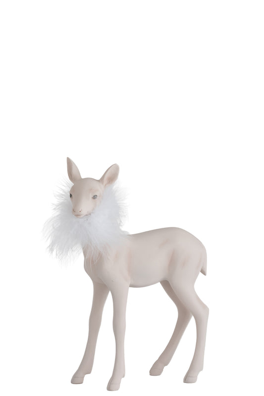 DEER STANDING POLY BEIGE/WHITE