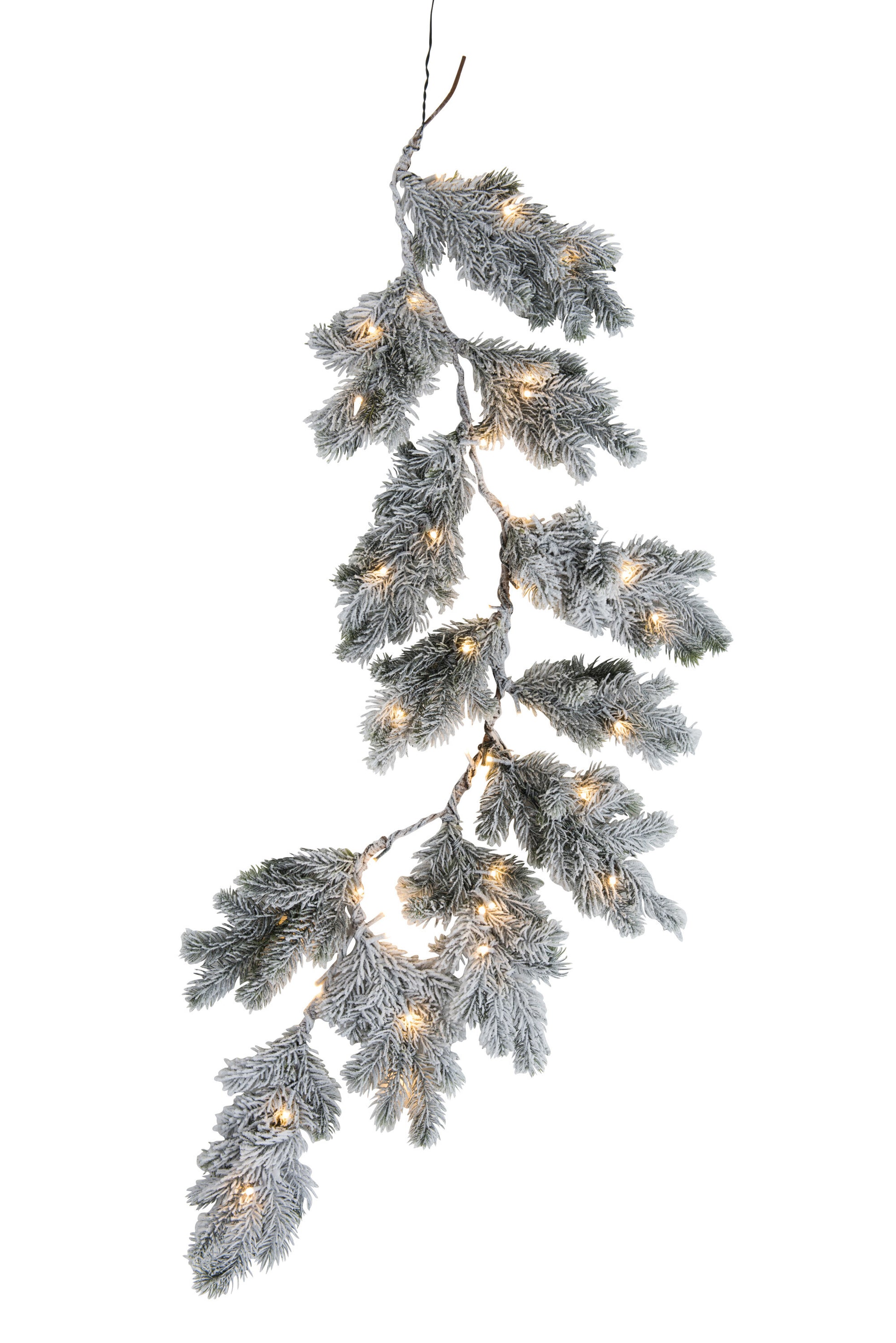 GARLAND CHRISTMAS TREE+LED PLASTIC SNOWY GREEN