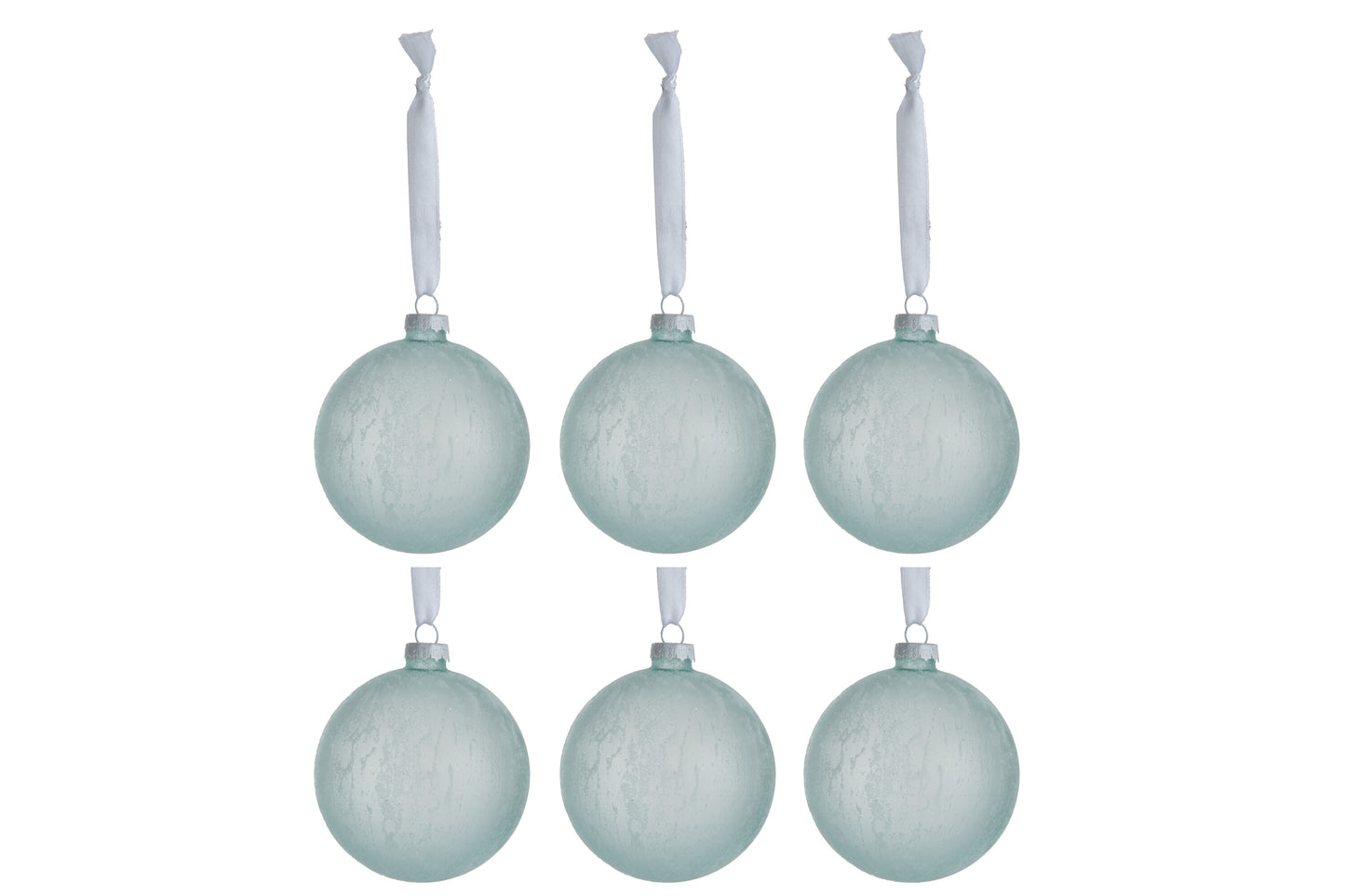 BOX OF 6 CHRISTMAS BALL GLASS LIGHT GREEN SMALL