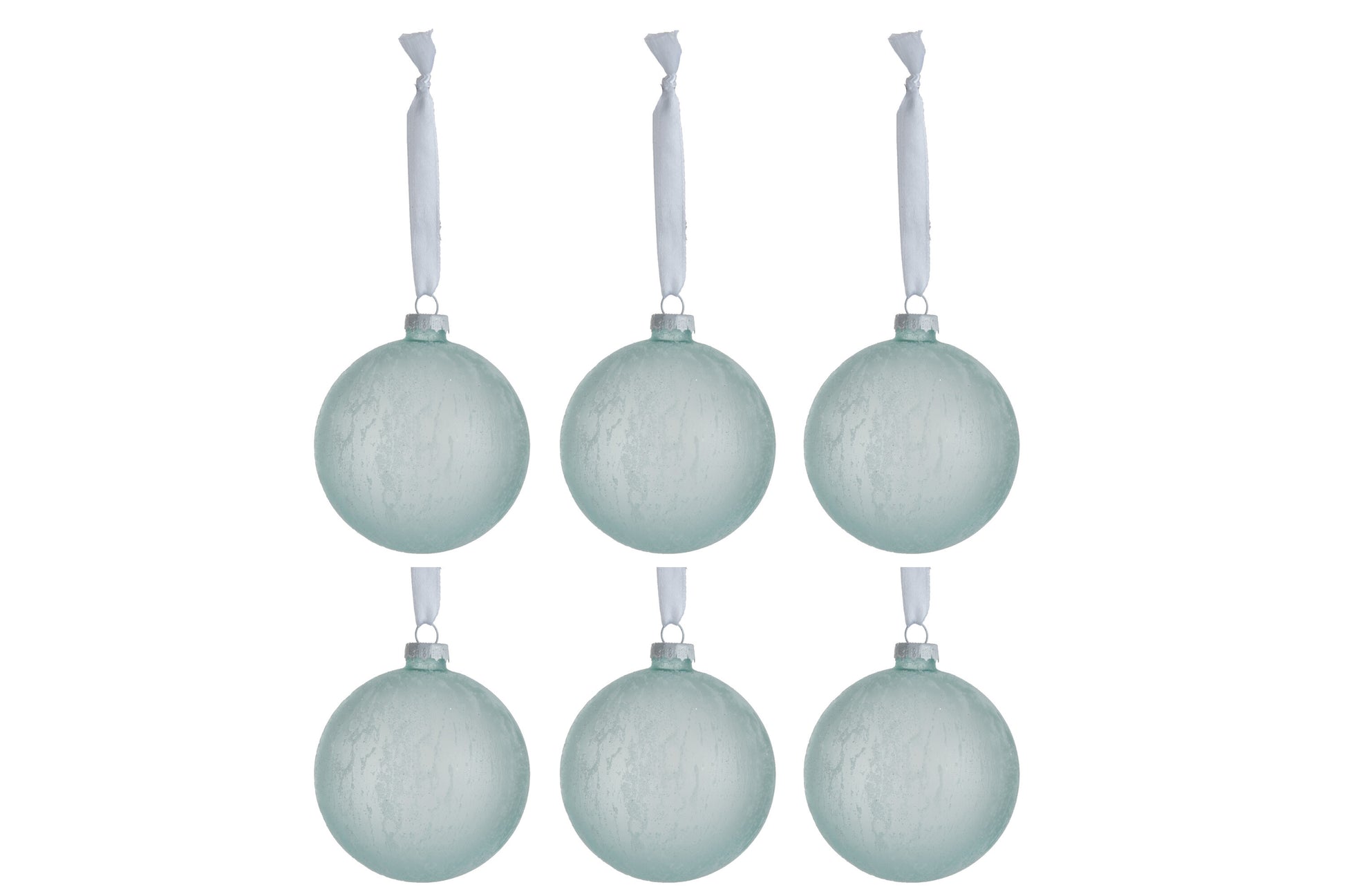 BOX OF 6 CHRISTMAS BALL GLASS LIGHT GREEN SMALL