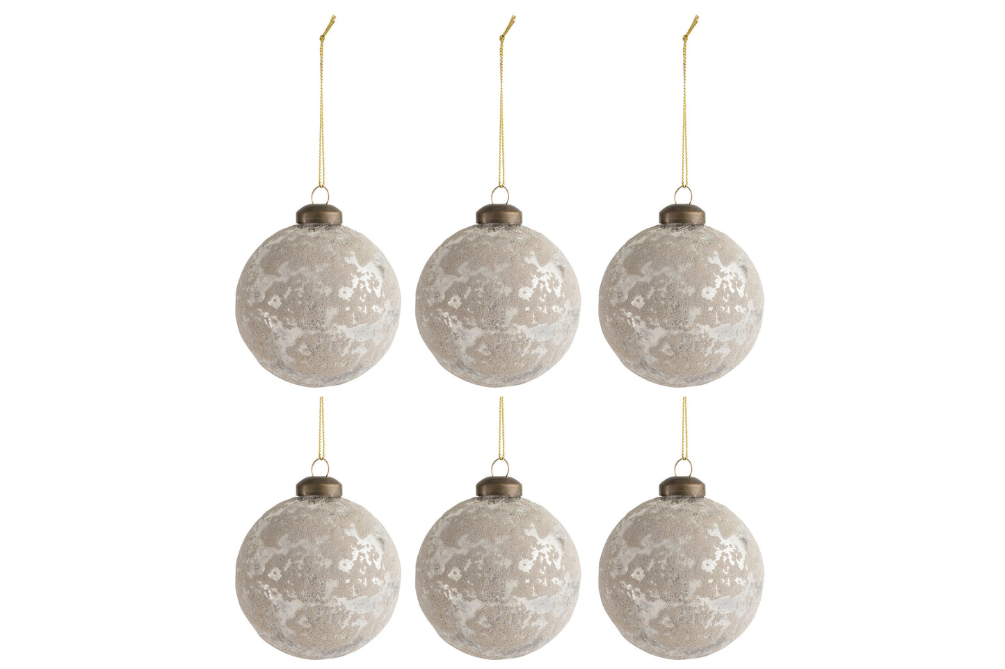 BOX OF 6 CHRISTMAS BALL GLASS HAZELNUT/SILVER SMALL