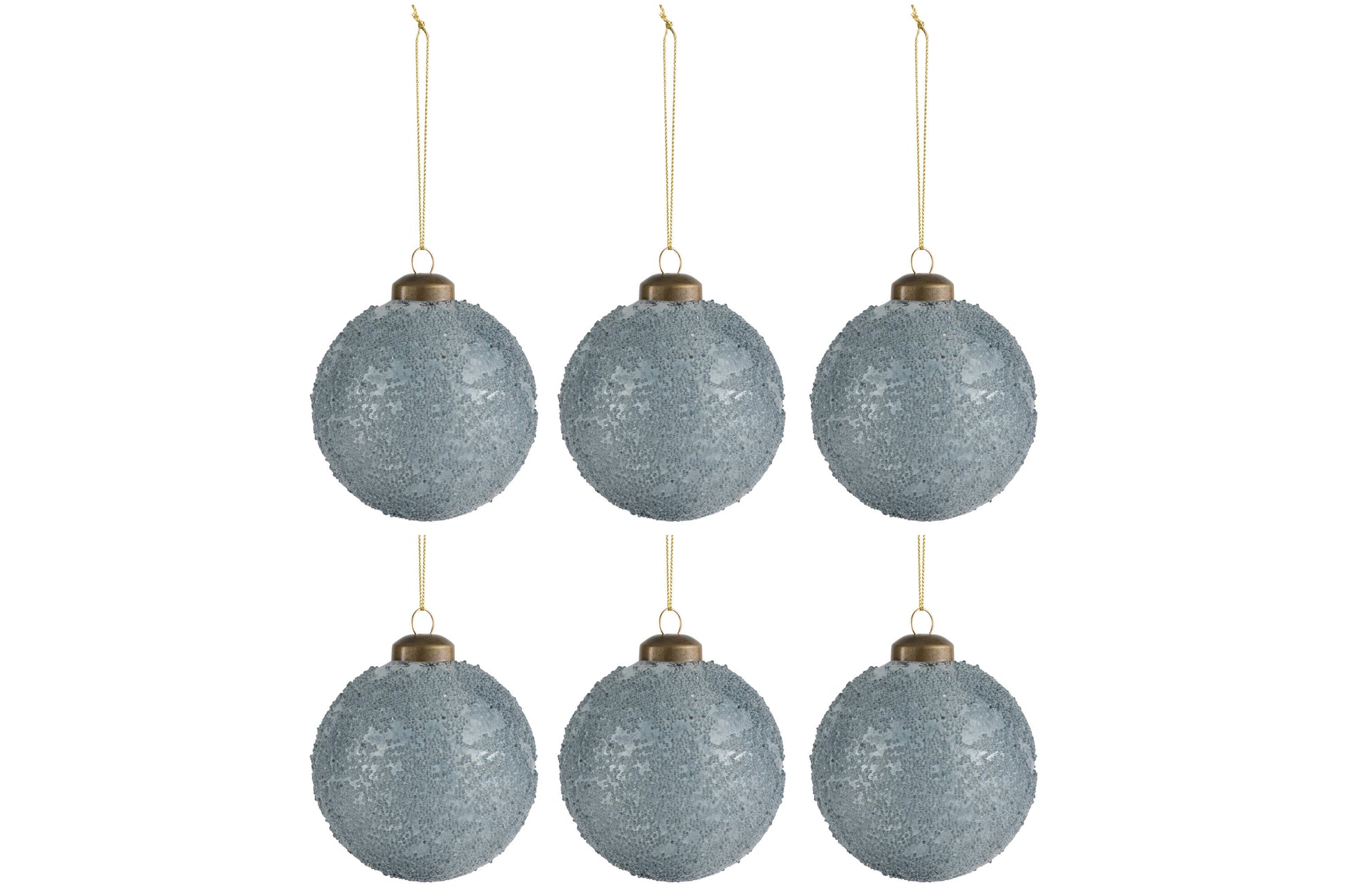 BOX OF 6 CHRISTMAS BALL SUGAR GLASS MATTE GREY SMALL