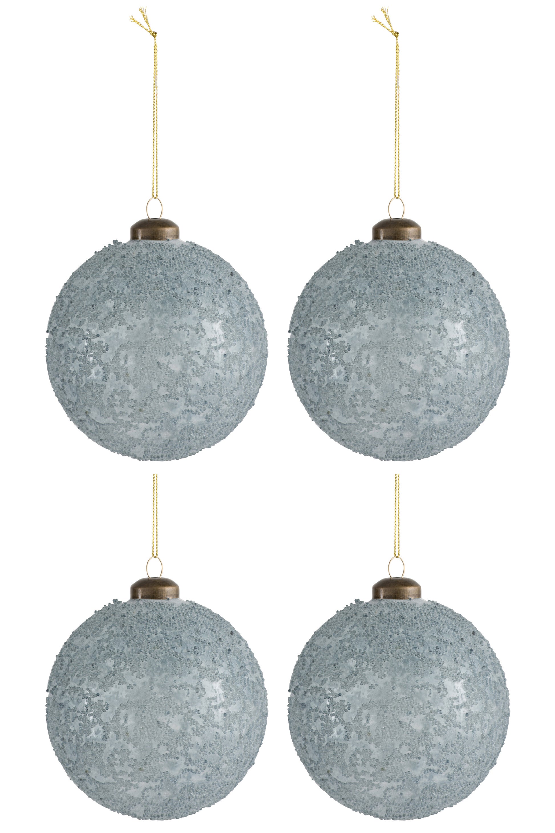 BOX OF 4 CHRISTMAS BALL SUGAR GLASS MATTE GREY MEDIUM