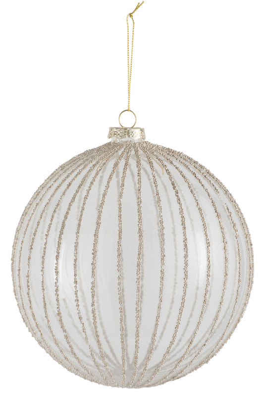 CHRISTMAS BALL LINE GLASS TRANSPARENT GOLD EXTRA LARGE