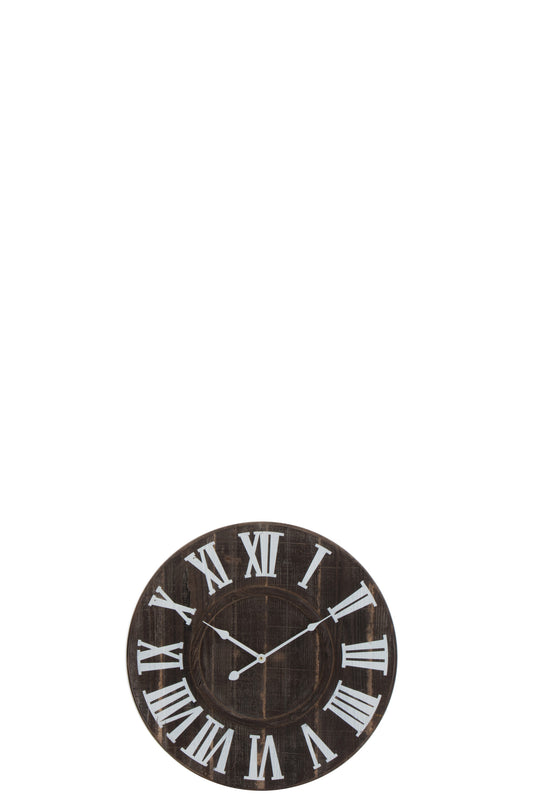 CLOCK ROMAN NUMERALS WOOD DARK BROWN SMALL