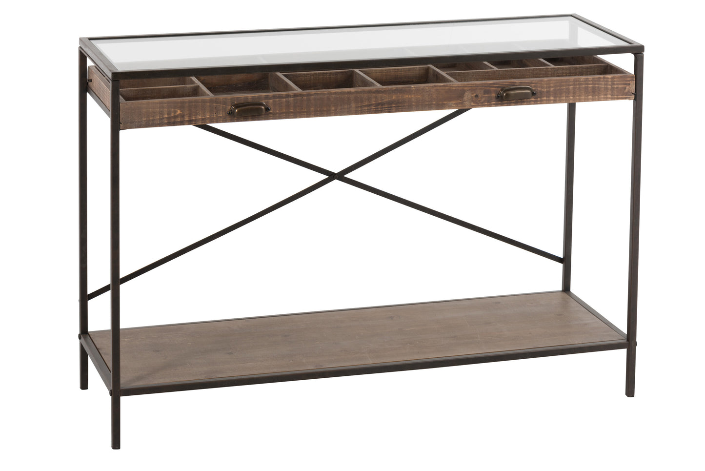 CONSOLE DRAWER DIVIDE WOOD/METAL BROWN