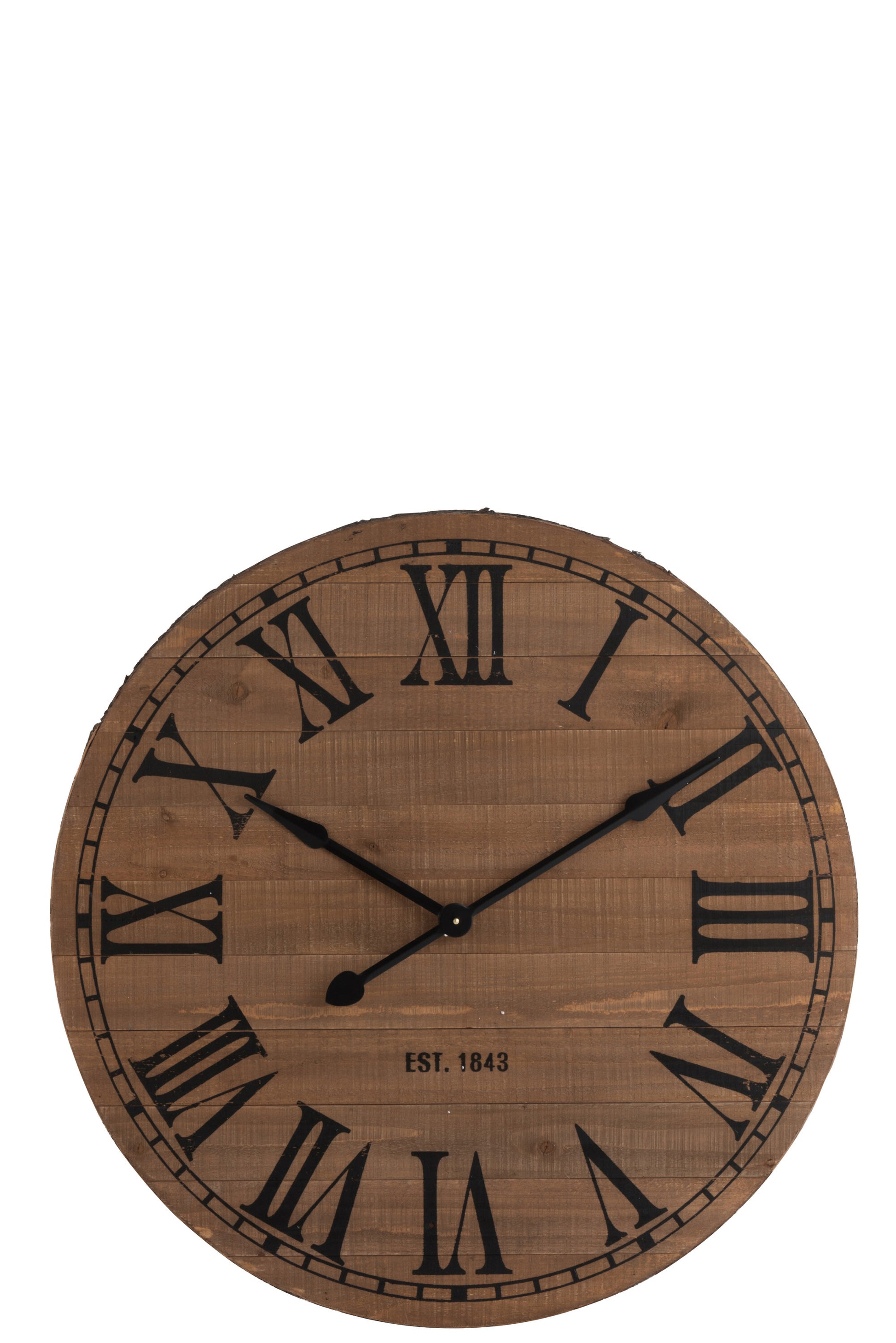 CLOCK ROUND ROMAN NUMERALS WOOD NATURAL LARGE