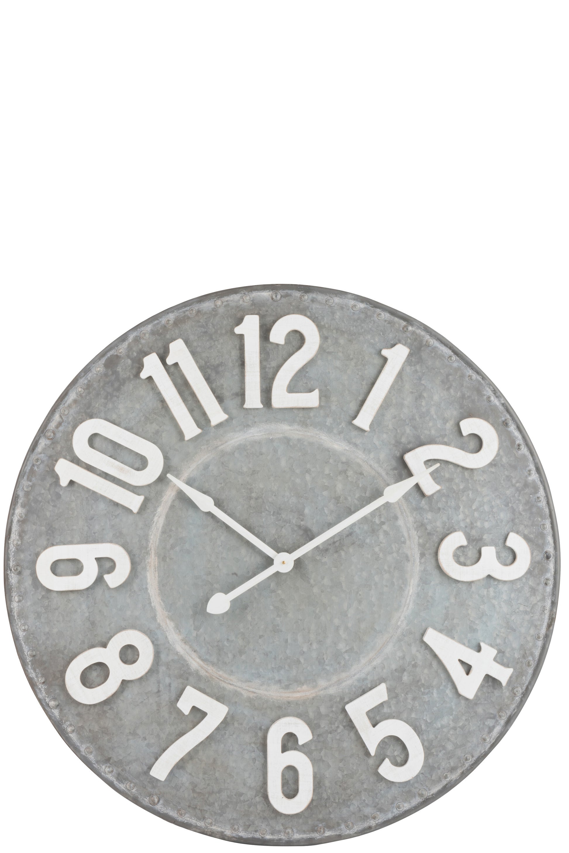 CLOCK ROUND NUMBERS METAL GREY/WHITE LARGE