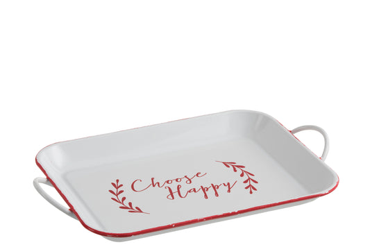 TRAY CHOOSE HAPPY METAL RED/WHITE