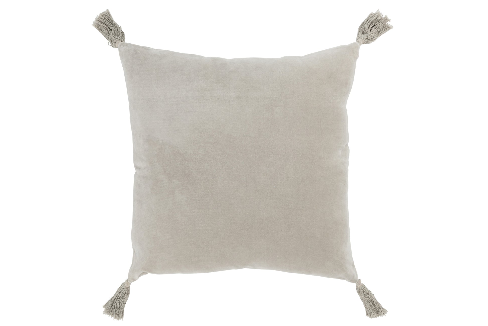 CUSHION TASSEL COTTON VELVET LIGHT GREY