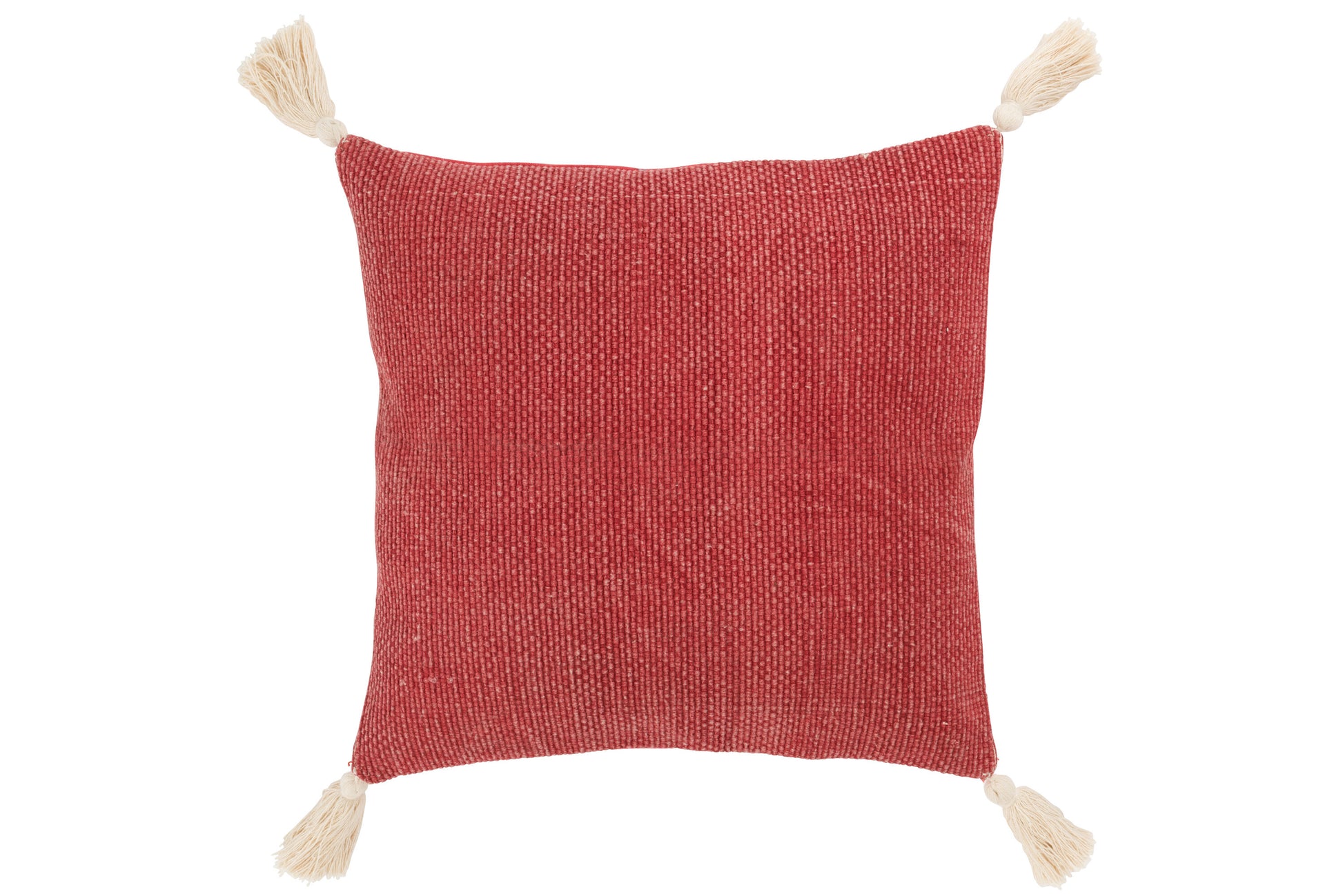 CUSHION TASSEL COTTON RED/WHITE