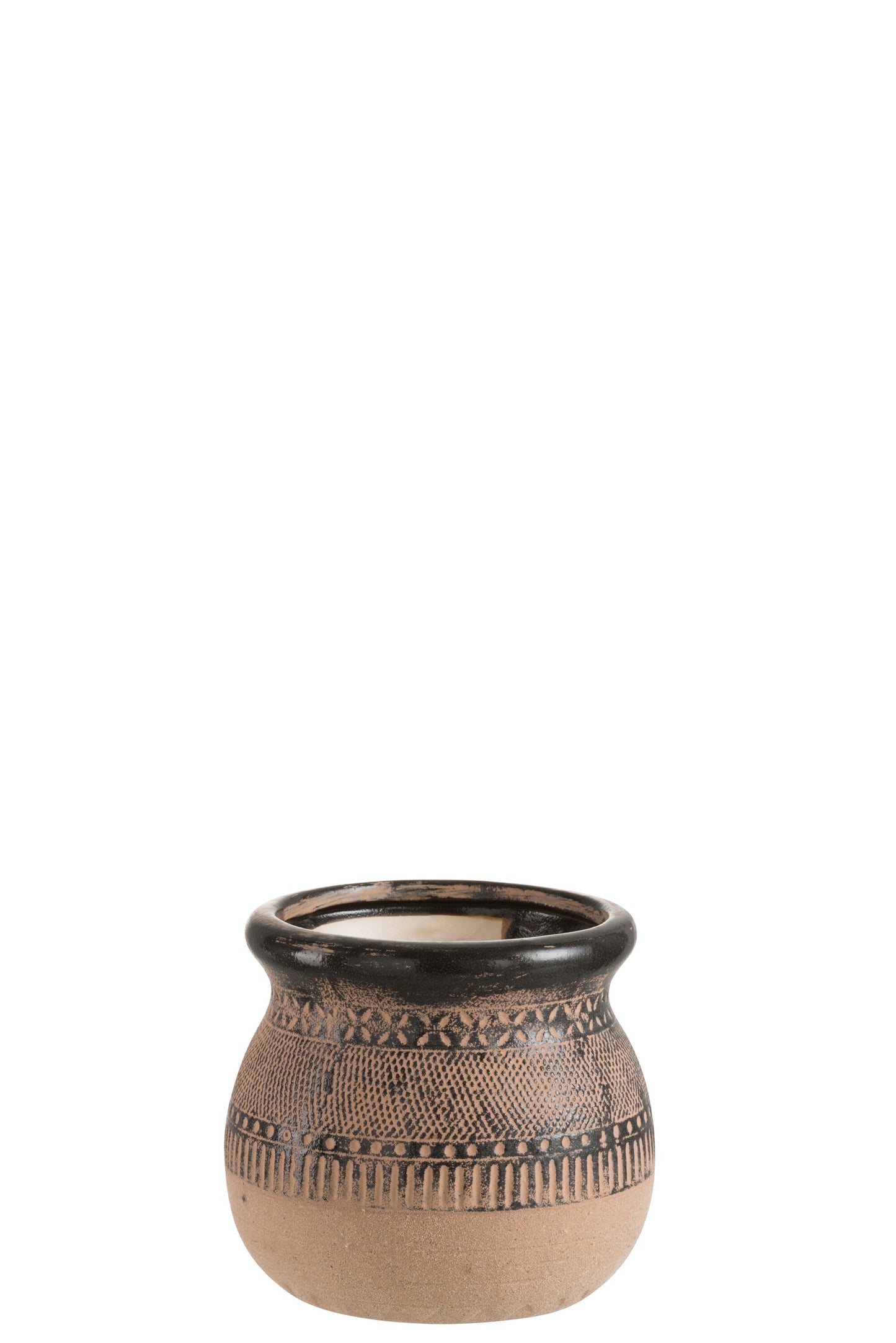 FLOWERPOT PATTERN CERAMIC BROWN/BLACK MEDIUM