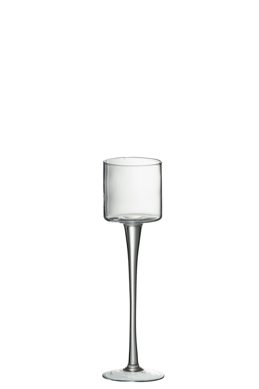 CANDLE HOLDER ON BASE CYLINDER GLASS TRANSPARENT MEDIUM