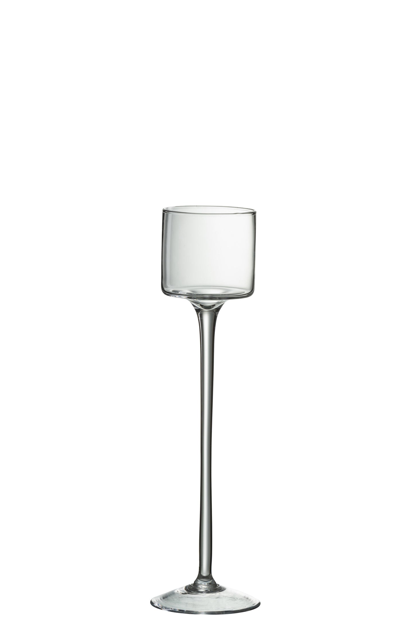 CANDLE HOLDER ON BASE CYLINDER GLASS TRANSPARENT LARGE