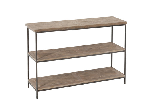 CONSOLE 3 SHELVES TEAK/METAL BROWN