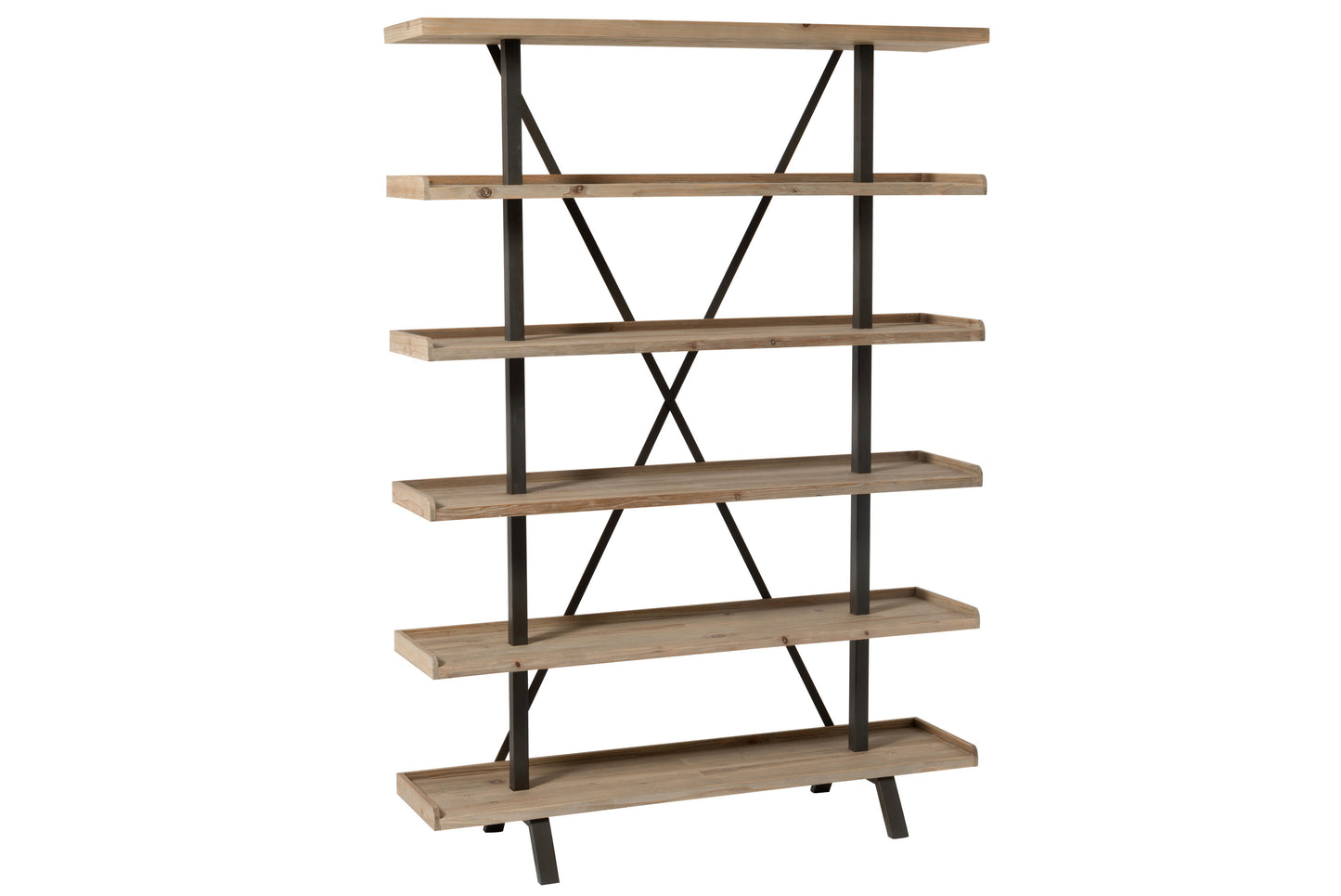 RACK 6 SHELVES WOOD/METAL NATURAL