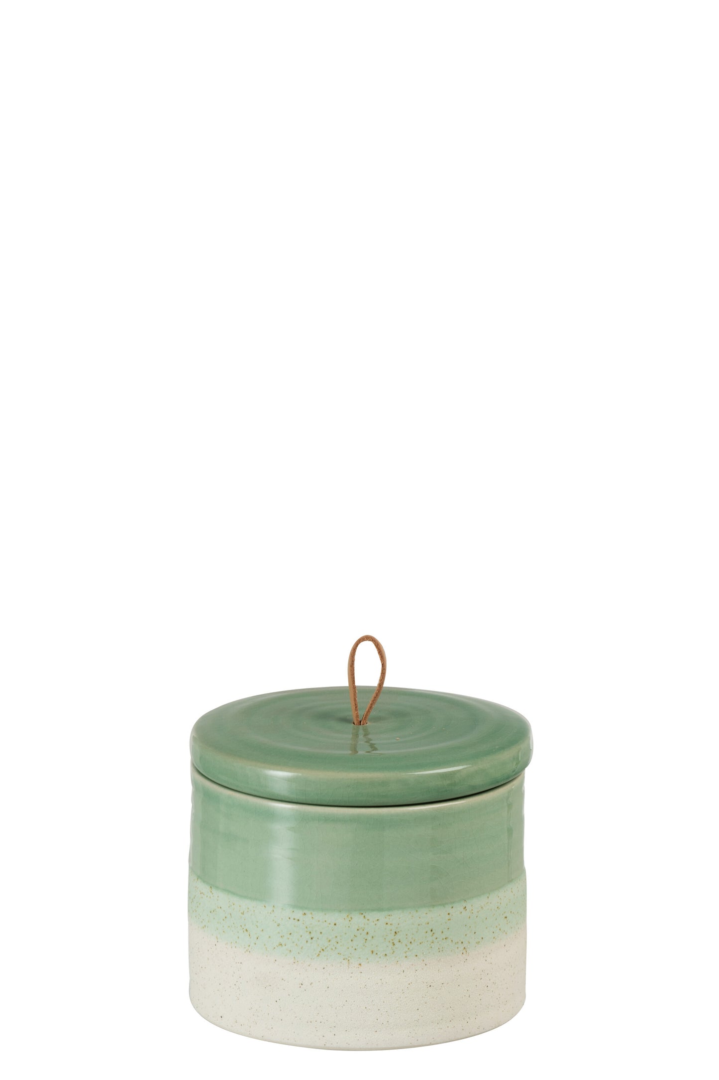 JAR+LID CERAMIC GREEN/WHITE LARGE