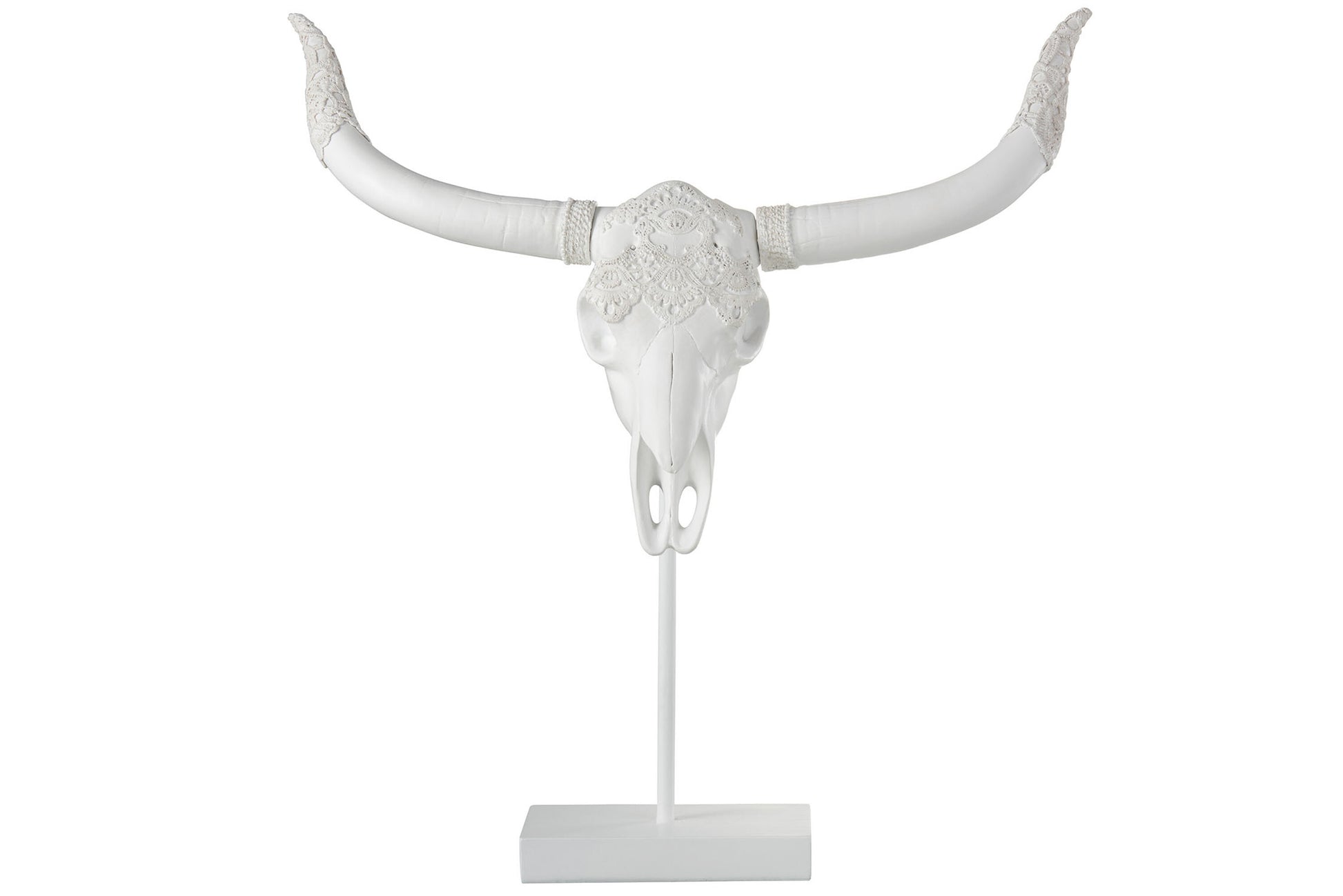 SKULL DEER ON FOOT POLYRESIN WHITE