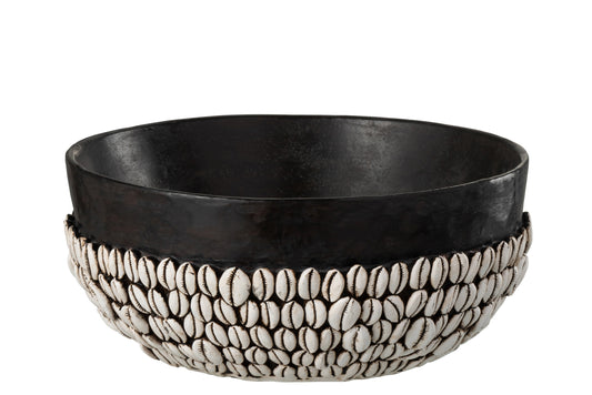 BOWL ROUND SHELLS POLYRESIN BLACK/WHITE LARGE