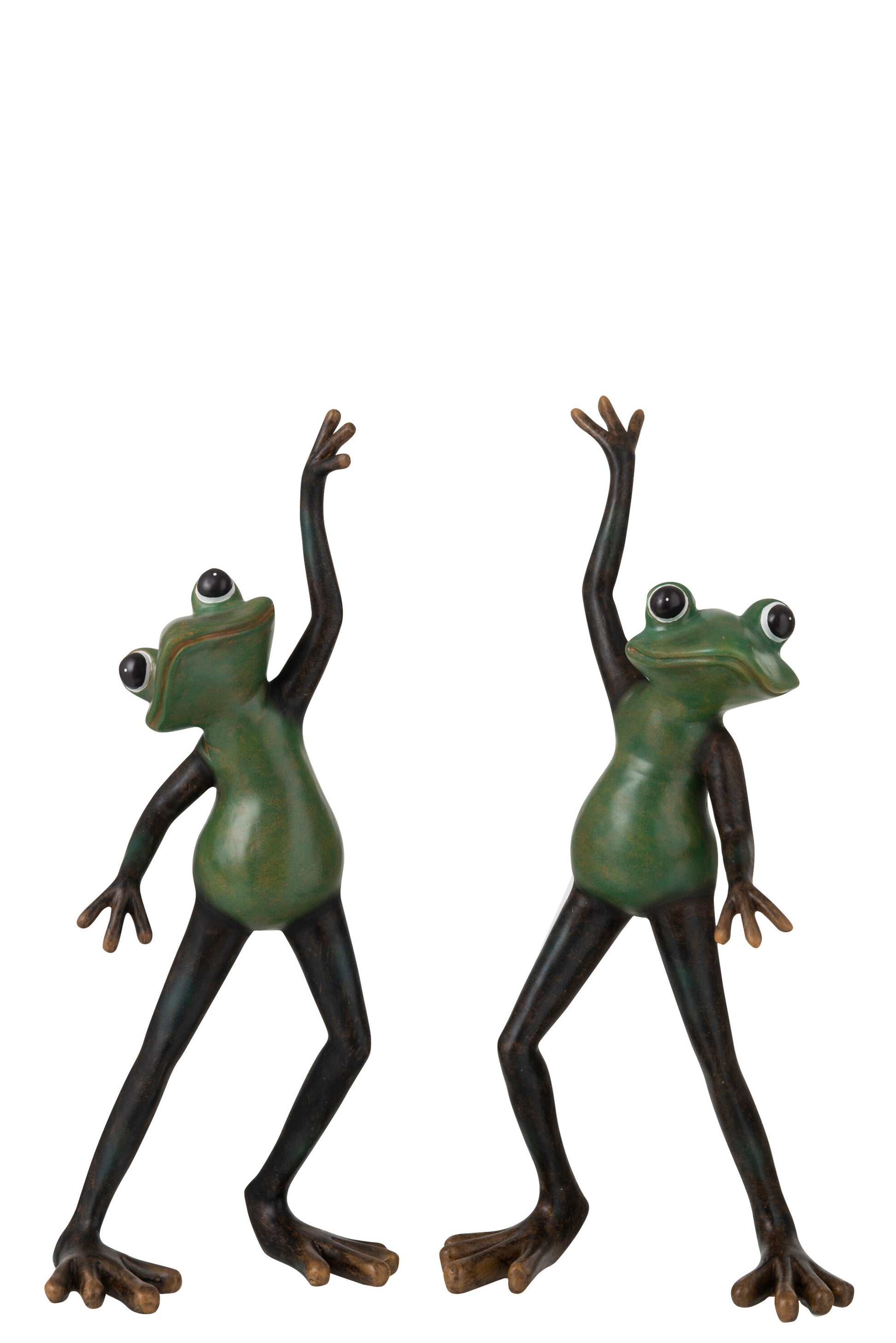 FROGS DANCING POLYRESIN GREEN/BROWN ASSORTMENT OF 2 LARGE