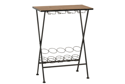 TABLE FOR BOTTLES AND GLASS METAL/WOOD BLACK