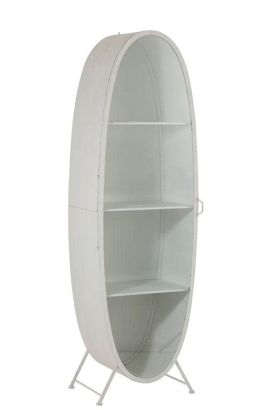 CUPBOARD OVAL METAL/GLASS WHITE