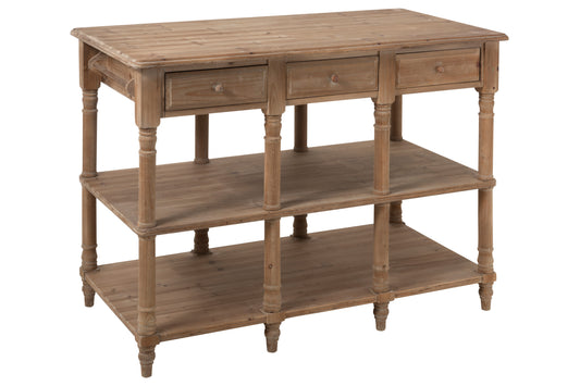 CONSOLE 6 DRAWERS WOOD NATURAL