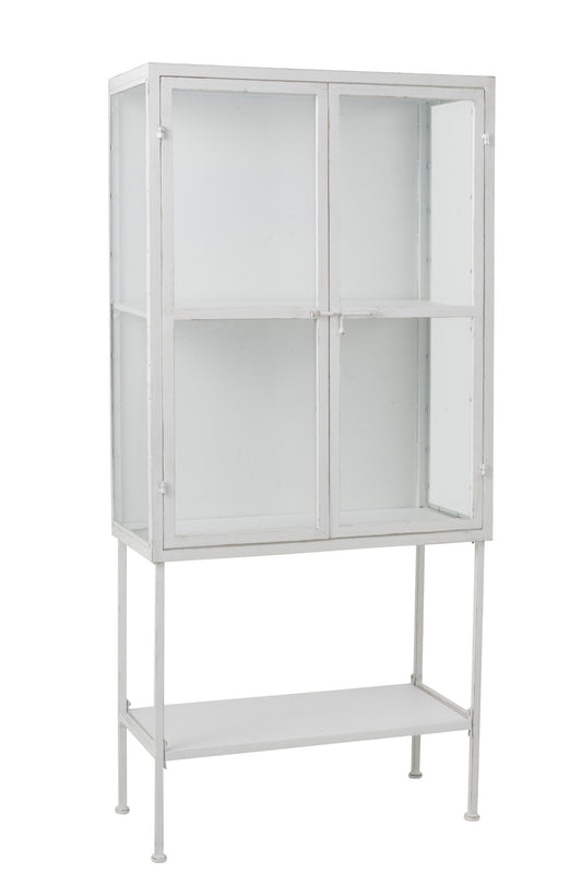 CUPBOARD 3 SHELVES METAL/GLASS WHITE